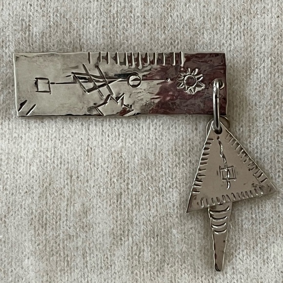 925 Sterling Silver Vintage 80’s Mexico Pin Brooch Native American Rectangle - Picture 1 of 11